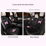 Black plush cat seat cushion set for the whole car (7 pieces)