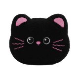 Black plush cat lumbar support