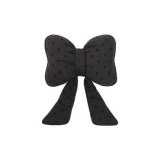 Polka dot bow ribbon headrest, black