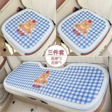 Honeycomb Blue Checkered Bear Seat Cushion 3-Piece Set