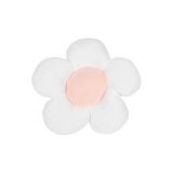 White floral headrest with pink centerpiece