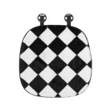 Rabbit fur black and white diamond patterned seat cushions (front row)
