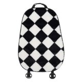 Rabbit fur black and white diamond patterned seat cushion backrest