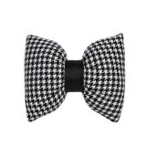 Knitted houndstooth black leather waistband headrest