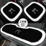 Rabbit fur white-edged bow seat cushion three-piece set