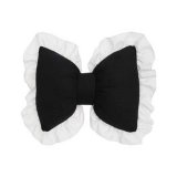 Black lumbar support with lace trim in a small waffle pattern