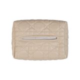 Textured leather chair back tissue box (beige)