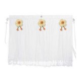 Suction cup style double-layered curtains, white with pumpkin flower appliqué, beige