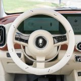 Cotton and linen embroidered rabbit steering wheel cover
