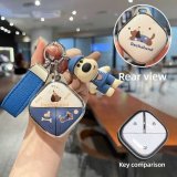 Style E [Dachshund - Double-sided] Blue leather cord + Palmyra dog plush toy