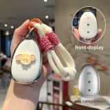 Style H [Silver-edged White] Big Ear Dog + White Braided Rope