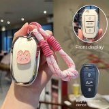 Style A [Silver-edged White] Pink Rabbit + Pink Braided Cord