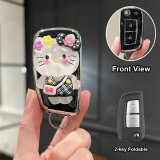 Foldable 2-button style [Black and silver Hello Kitty Sticker] Single shell