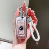 [Square Style B] Crystalline Pink Rhinestone-Encrusted White Cord