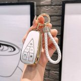 5-key ivory white + rhinestone-studded braided rope