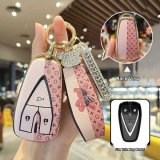 Changan J-type smart 3-button: light pink (single set + bear head rhinestone lanyard + number plate)