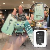 Skoda B-type folding 3-button set: Gradient green (single set + Violent Bear plush toy)