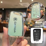 Skoda B-model folding 3-button design: Gradient green (single set)