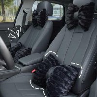 Black Rabbit Fur Car Pillow - Soft & Comfortable | Wholesale & Custom