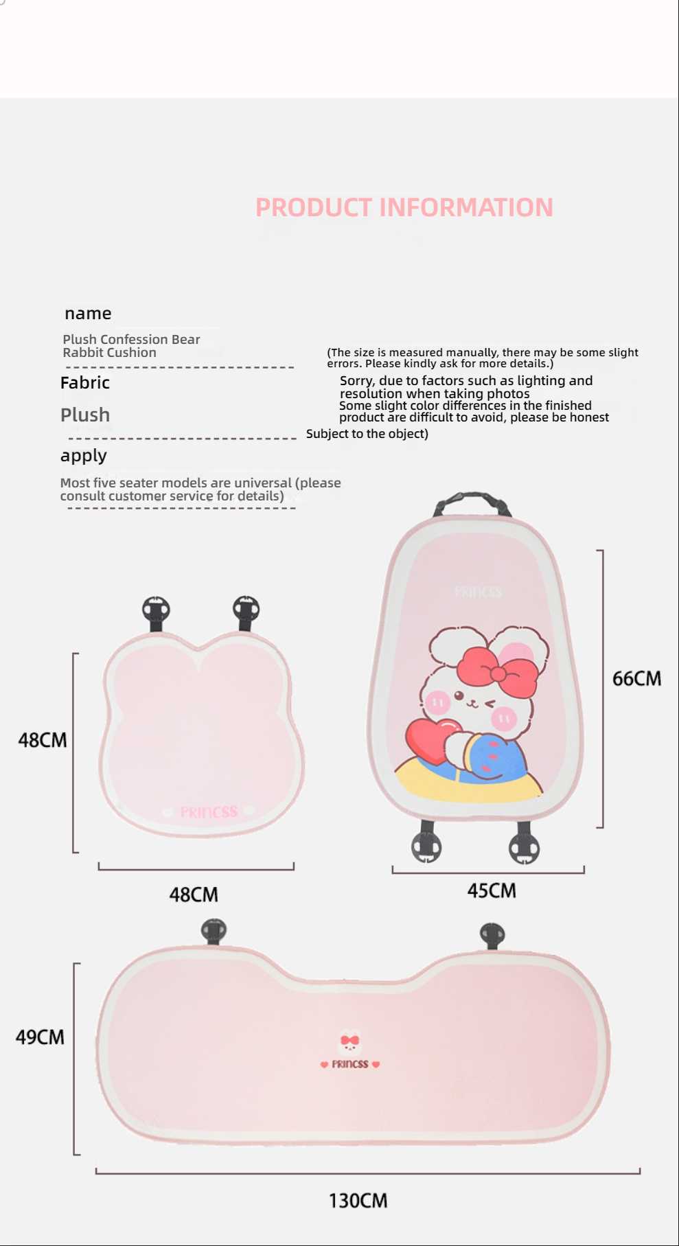 Cute Bear and Rabbit Car Seat Cushion - Soft & Warm | Wholesale & Custom Logo - Image 8