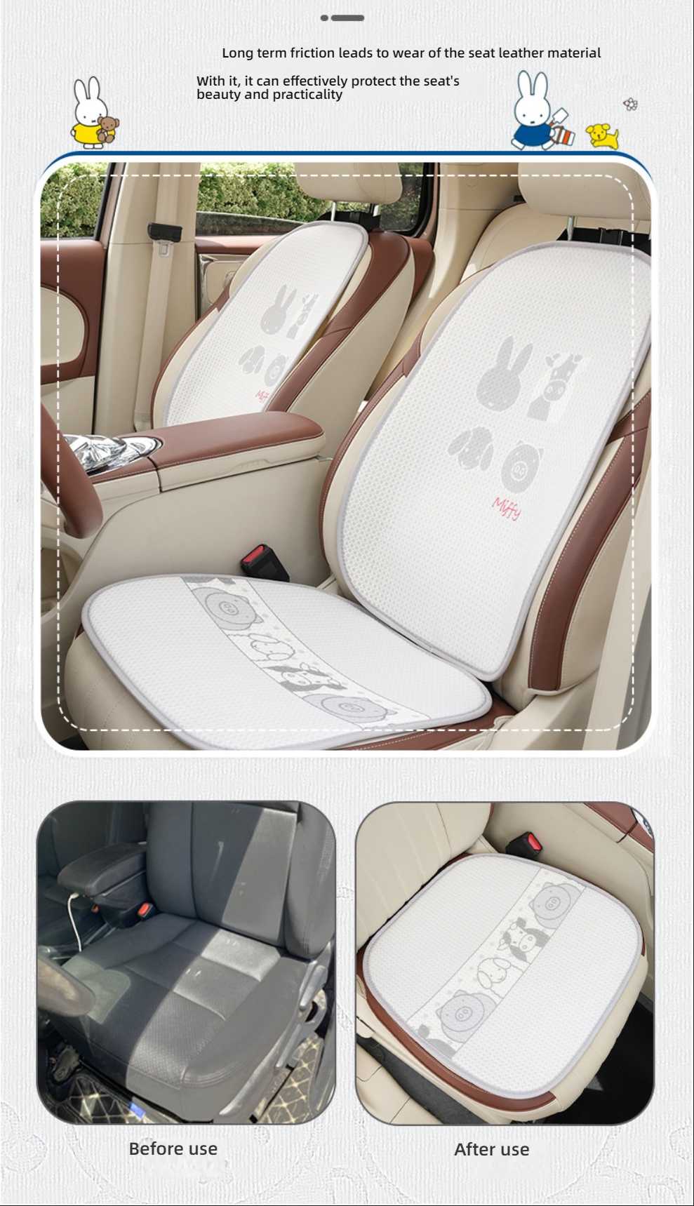 Cute Miffy Rabbit Car Seat Cushion - Soft & Breathable | Wholesale & Custom Logo - Image 7