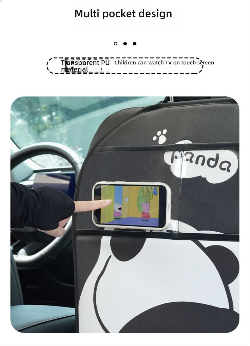 Cartoon Panda Car Seat Back Protector - Durable & Easy Clean | Wholesale & Custom Logo - Image 5
