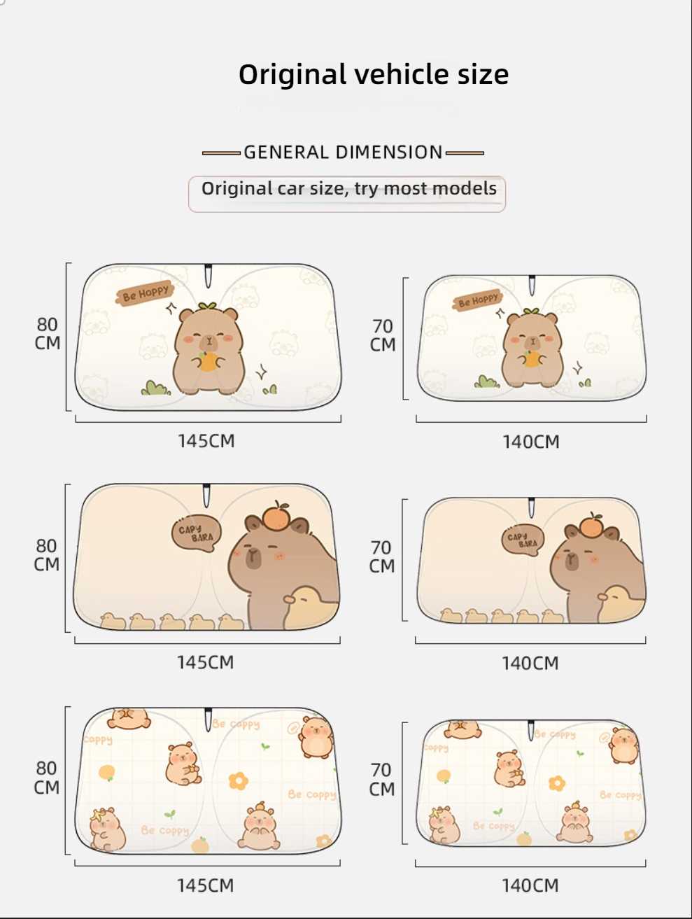 Cartoon Capybara Car Sunshade - UV Protection | Wholesale & Custom - Image 11