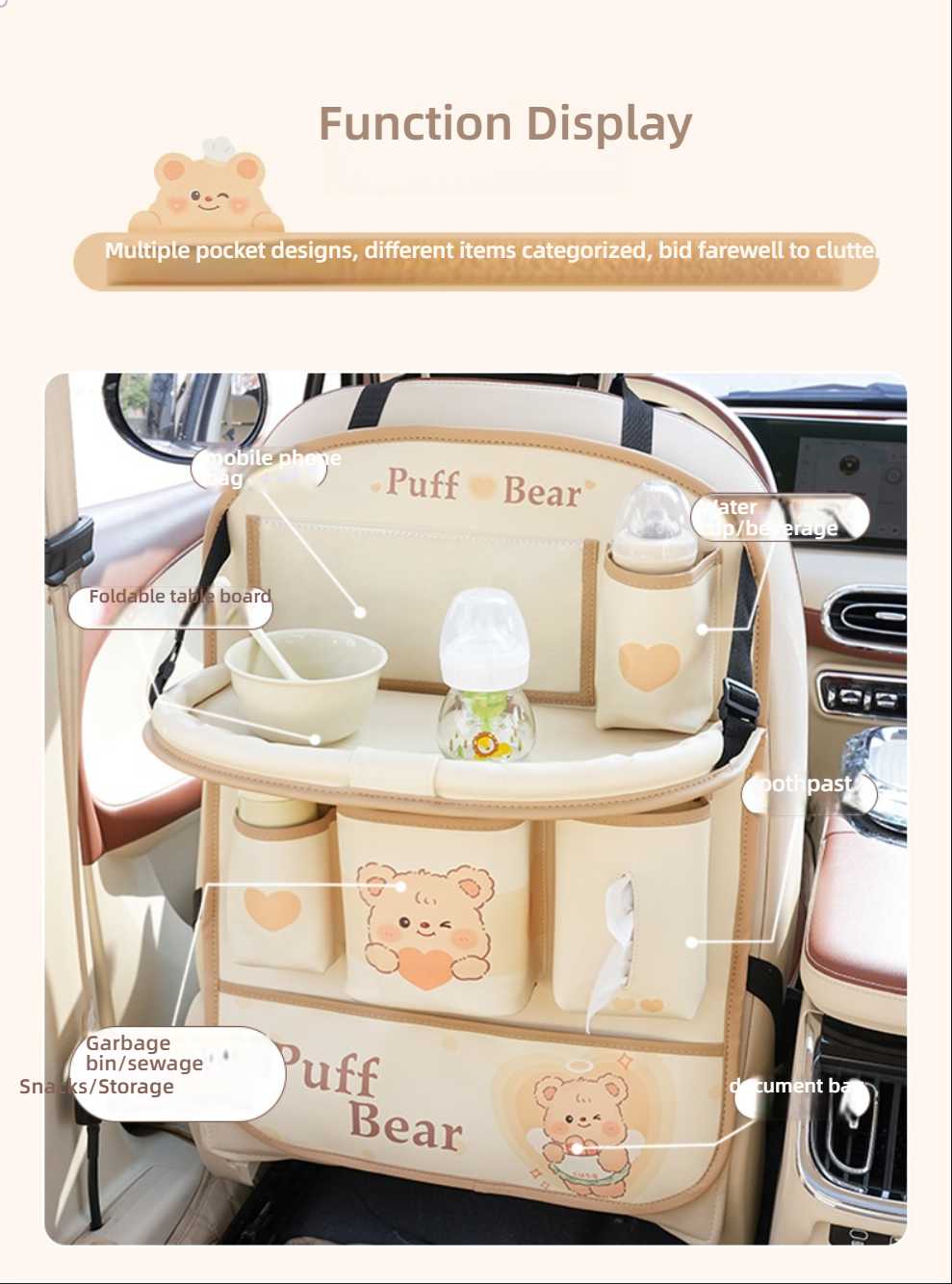 Car Backseat Organizer - Multi-Functional & Cartoon | Wholesale & Custom - Image 3