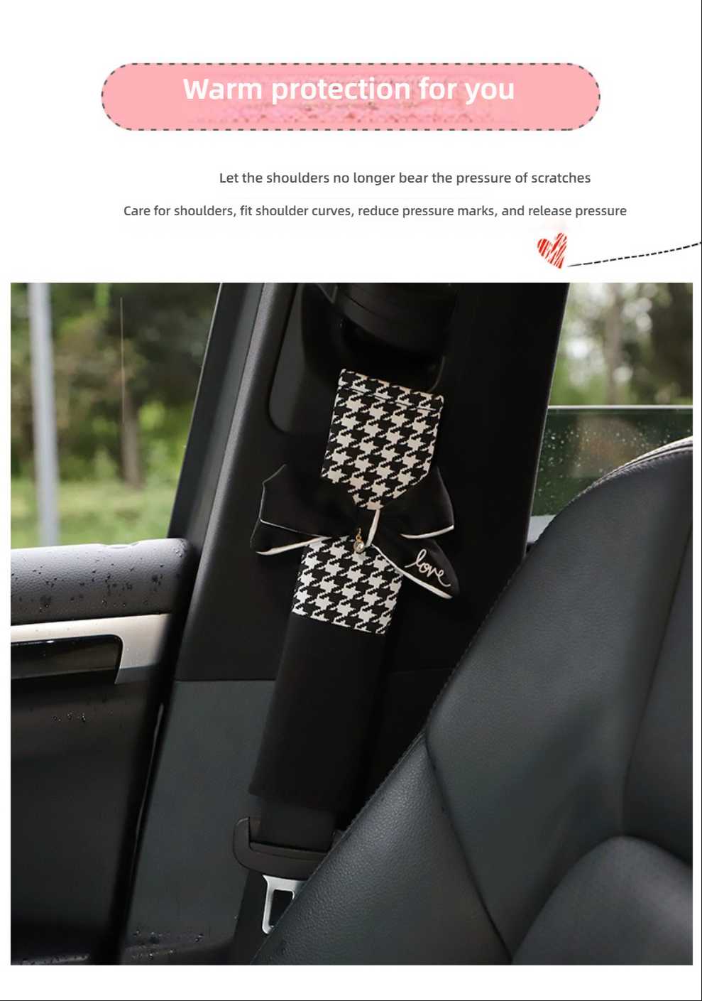Car Steering Wheel Cover - Houndstooth & Bow | Wholesale & Custom Logo - Image 2