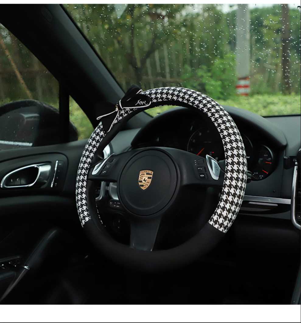 Car Steering Wheel Cover - Houndstooth & Bow | Wholesale & Custom Logo - Image 12