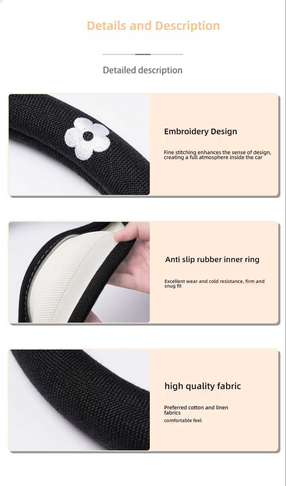 Cute Cartoon Car Steering Wheel Cover - Soft & Breathable | Wholesale & Custom Logo - Image 7