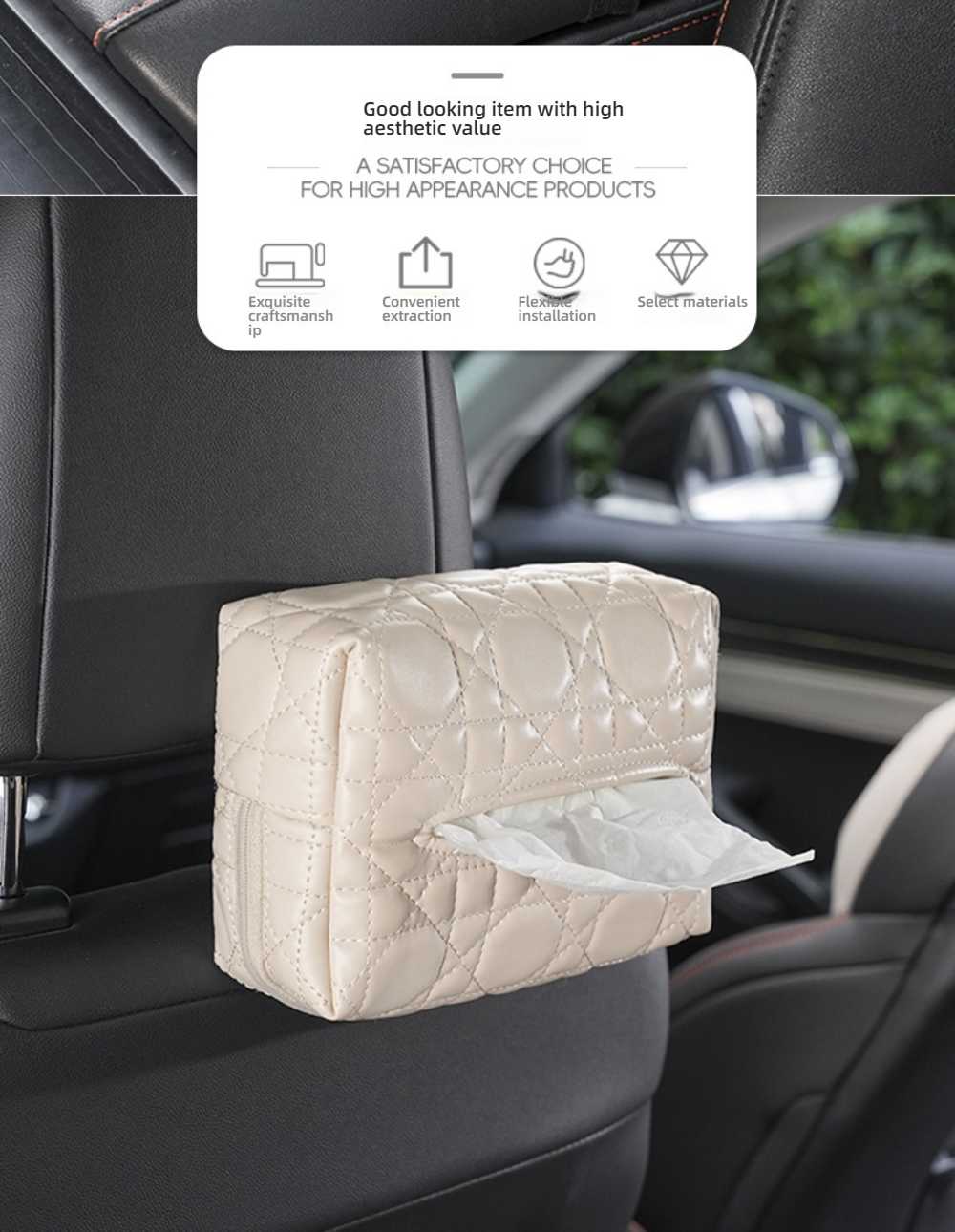 Leather Car Tissue Box - Premium Leather & Multi-Function | Wholesale & Custom Logo - Image 2
