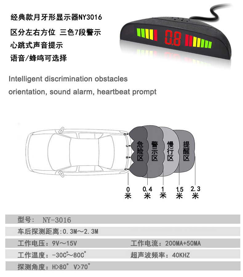 Voice Buzzer Reverse Radar - 4 Probes & LED | OEM & Wholesale - Image 4