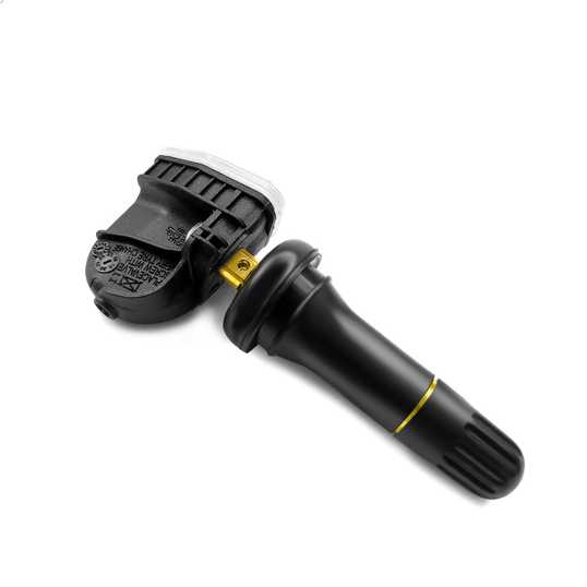Ev6t1a180cb tpms sensor for ford focus and f-150, featuring a black body with gold accents and a robust design for reliable t...
