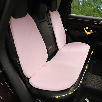 Diy plush frost-proof car seat cushion in soft pink, providing winter warmth and comfort for your vehicles interior.