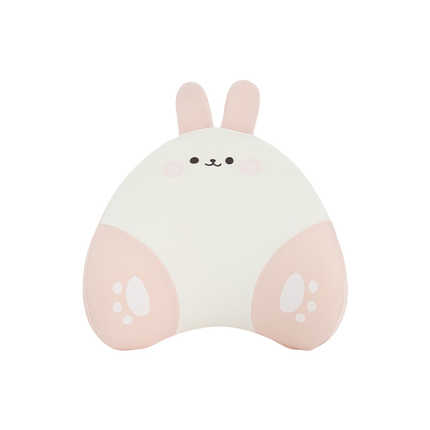 Cute 3d rabbit car headrest with ice silk memory foam, featuring soft pink accents and adorable paw prints for comfortable su...