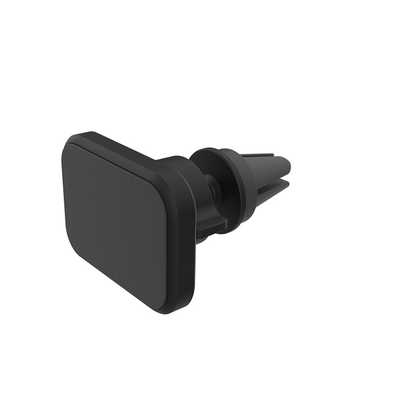 Black magnetic car phone holder with 360° rotation for hands-free navigation, designed for air vent mounting.