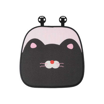 Cat seat cushion featuring a cute cat face design with pink ears and a red nose, made from honeycomb ice silk for all-season ...