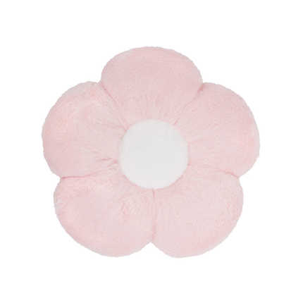 Pink floral plush car headrest with lumbar support, featuring soft petals and a cozy design for all-season comfort.
