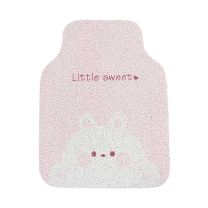 Pink fat rabbit car floor mat featuring a cute white bunny design and little sweet text, offering dirt resistance and non-sli...