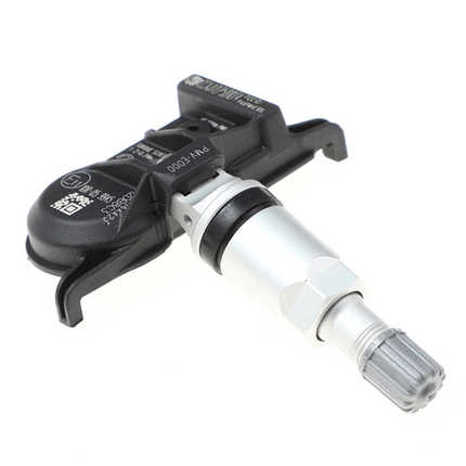 Toyota/lexus tpms sensor 4260753020pmve000: a close-up view of a black and silver tire pressure monitoring system sensor with...