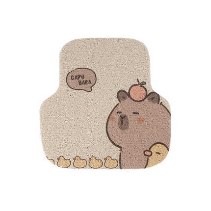 Cute capybara car floor mat featuring a charming cartoon capybara with chicks, custom design, and stain-resistant material fo...