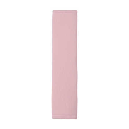 A soft pink universal seat belt shoulder protector with an anti-strain design, providing comfort and support for a safer ride...
