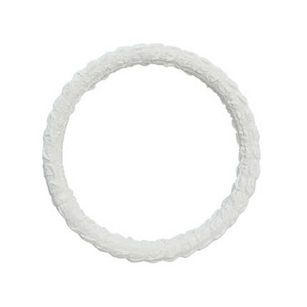White textured goddess puff steering wheel cover, designed for non-slip grip and sweat absorption.