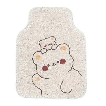 Adorable silk loop bear car floor mat featuring a cute cartoon bear design, perfect for adding charm and protection to your v...