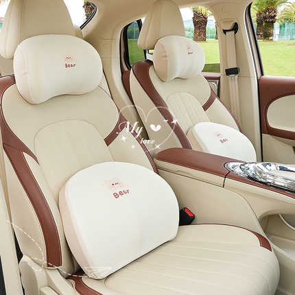 Star bear car headrest pillow with memory foam neck support, featuring a cozy design for enhanced comfort in vehicle seats.