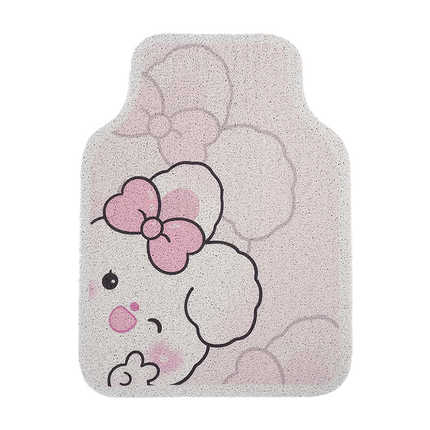 Cute cartoon poodle design on a soft, all-season silk loop car floor mat, perfect for adding charm to your vehicle.
