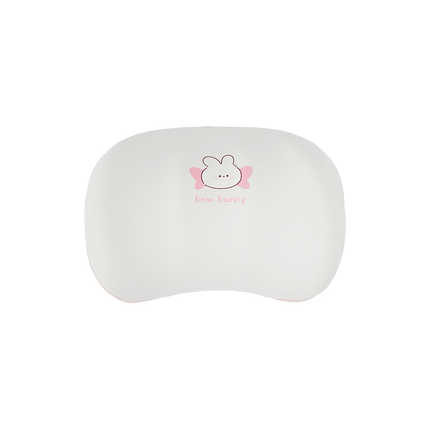 White rabbit memory foam car headrest & lumbar pillow featuring a cute pink bunny design, perfect for comfort and support dur...