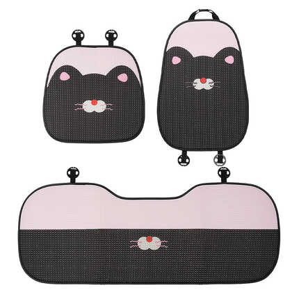 Cat-themed seat cushion set featuring honeycomb ice silk fabric, perfect for all-season comfort with adorable cat designs on ...