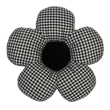 Floral Ice Silk Car Seat Cushion - Summer Cool | Wholesale & Custom - Houndstooth floral lumbar support with black heart